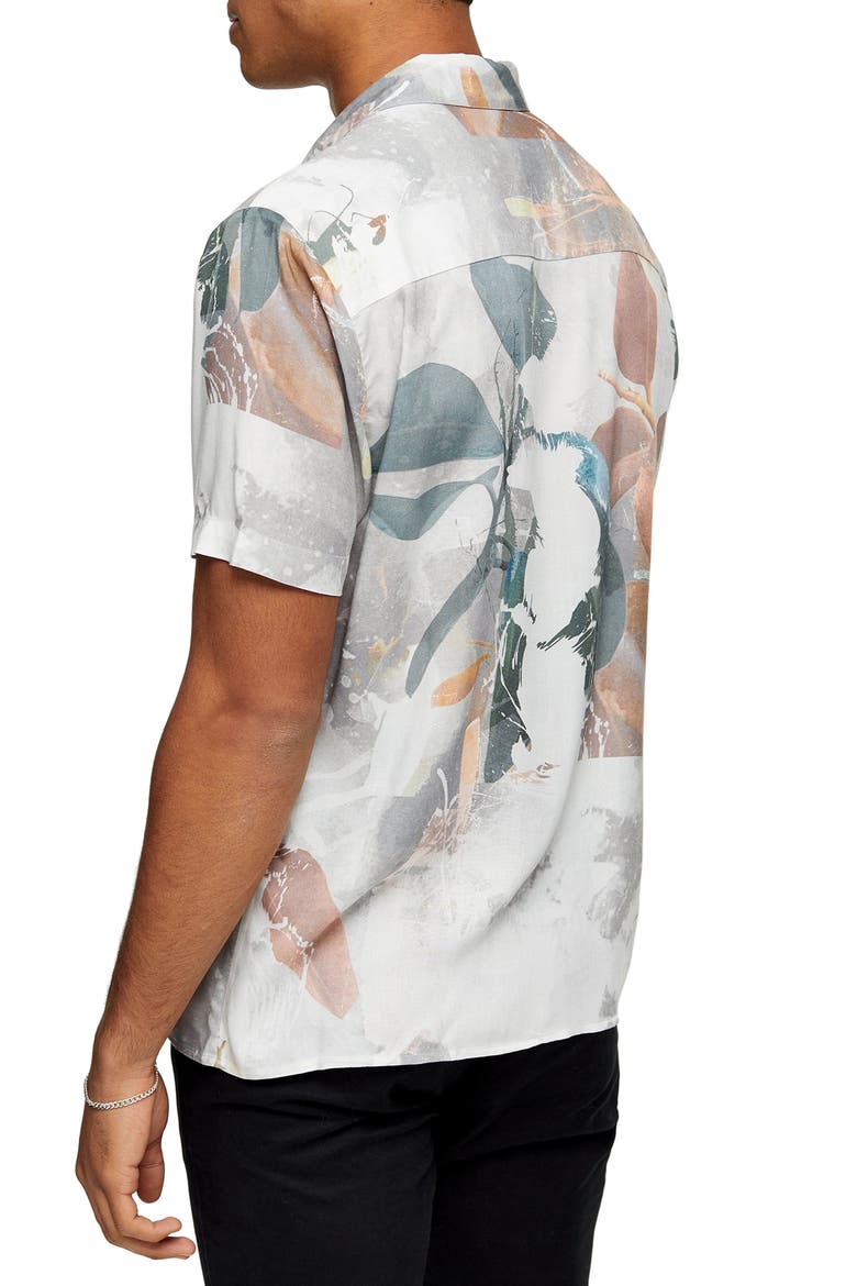 Norsen Watercolor Short Sleeve Button-Up Shirt, Alternate, color, GREY MULTI