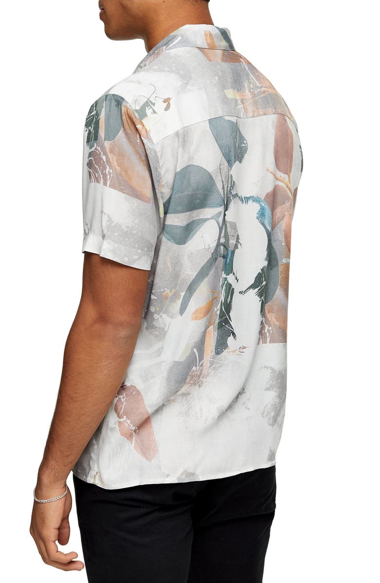 Topman Norsen Watercolor Short Sleeve Button-Up Shirt, Alternate, color,