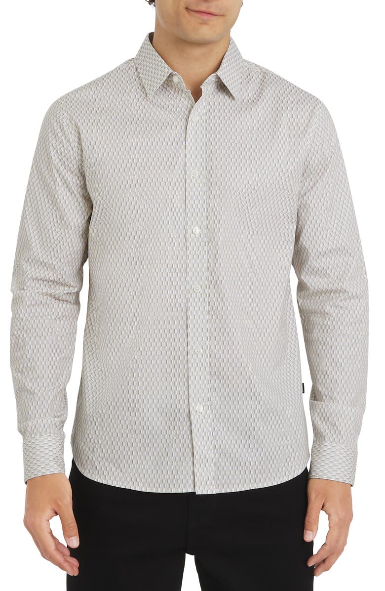 DKNY SPORTSWEAR Chancey Stretch Cotton Button-Up Shirt, Main, color, Moonstruck