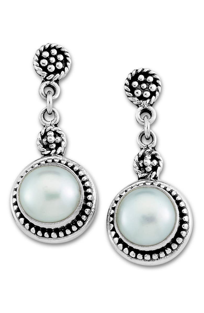 SAMUEL B. Sterling Silver 6–7mm Pearl Drop Earrings, Main, color, White