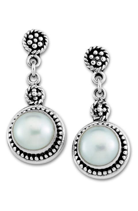 Sterling Silver 6–7mm Pearl Drop Earrings