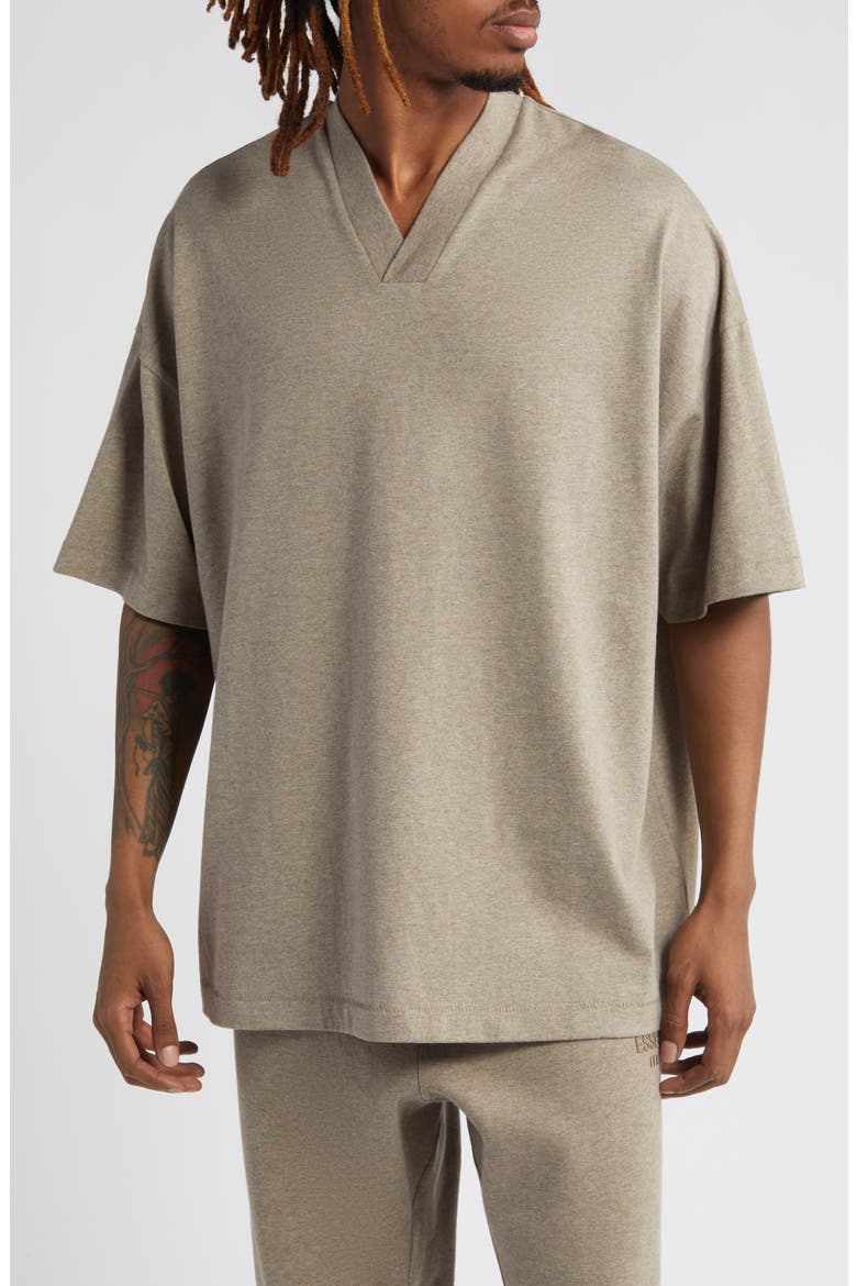 V-Neck Cotton T-Shirt, Main, color, HEATHER GREY