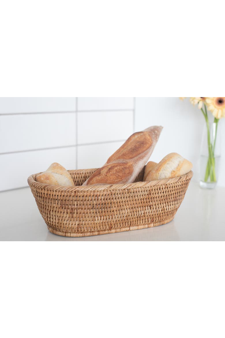 Oval Rattan Bread Basket, Alternate, color, Honey Brown