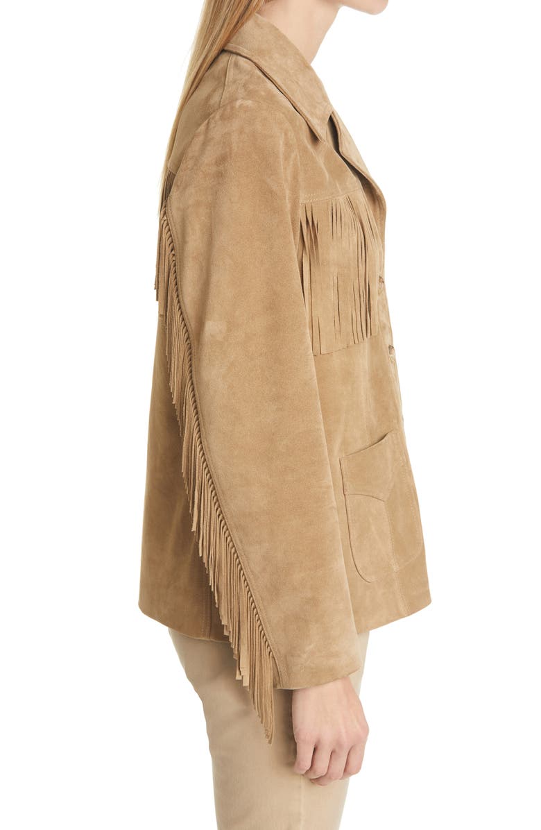 Nili Lotan Carter Fringe Suede Jacket, Alternate, color, 