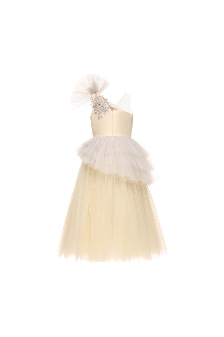 Mirabelle One-Shoulder Embellished Gown, Alternate, color, cream
