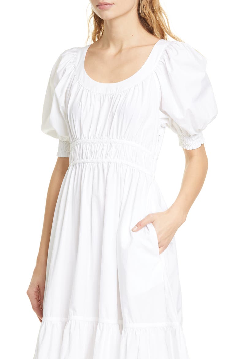 Juniper Puff Sleeve Midi Dress, Alternate, color, BLANC