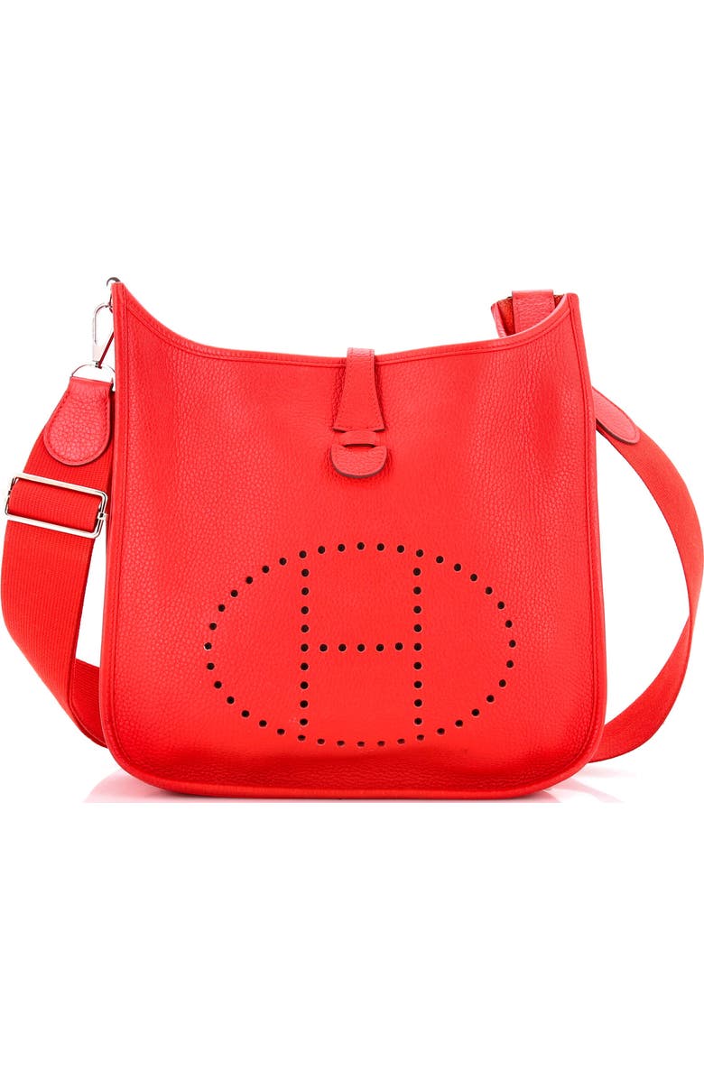 Pre-Owned Hermes Evelyne Bag Gen III Clemence PM, Main, color, Rouge De Coeur