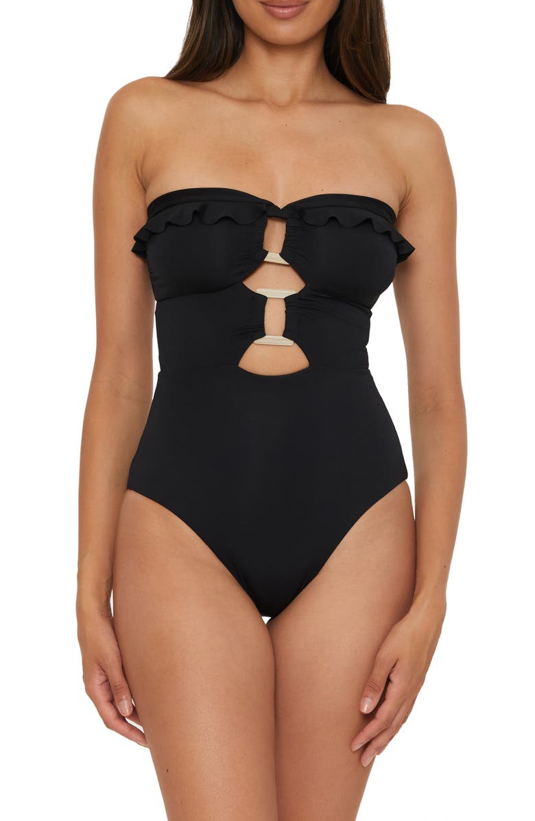 Soluna Buckle Up One-Piece Swimsuit, Alternate, color, Black