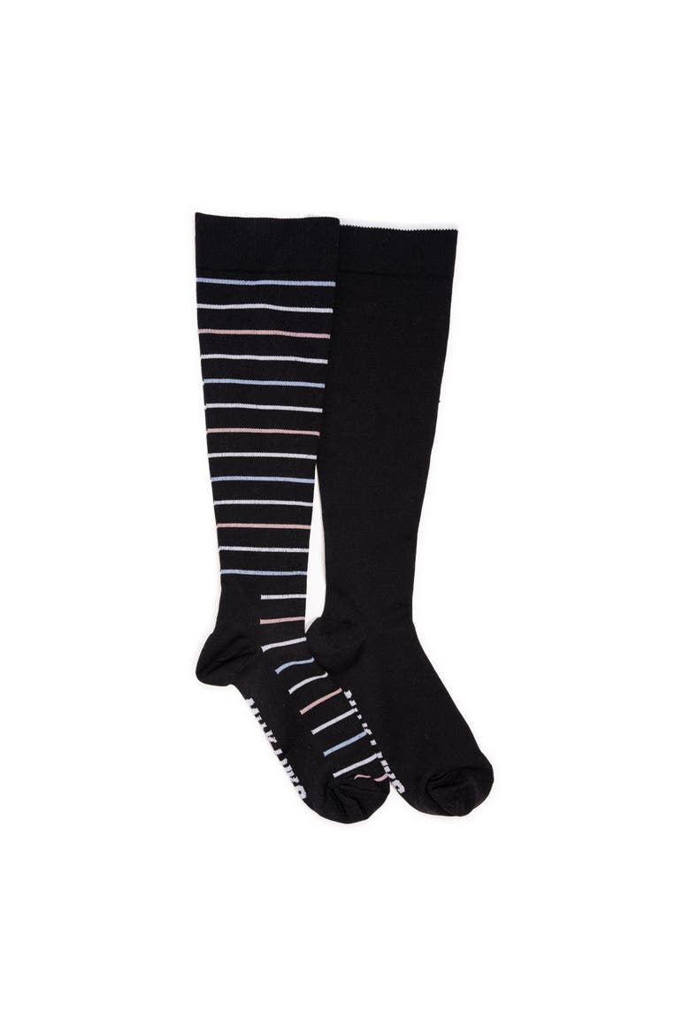 Nylon Blend Compression Socks 2 Pair Pack, Main, color, Ebony/Pastel