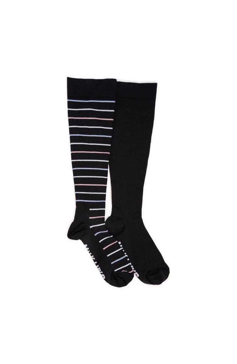 MUK LUKS Nylon Blend Compression Socks 2 Pair Pack, Main, color, Ebony/Pastel