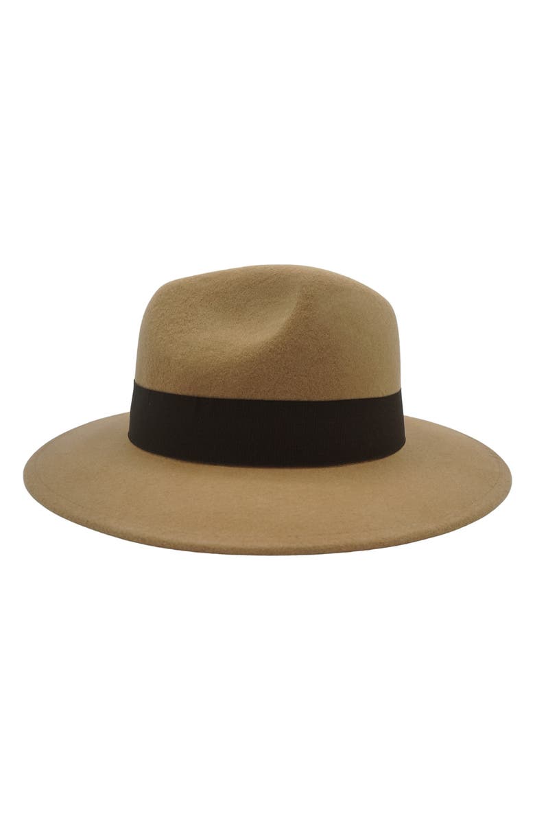 MODERN MONARCHIE Brown Wool Felted Fedora, Alternate, color, Brown