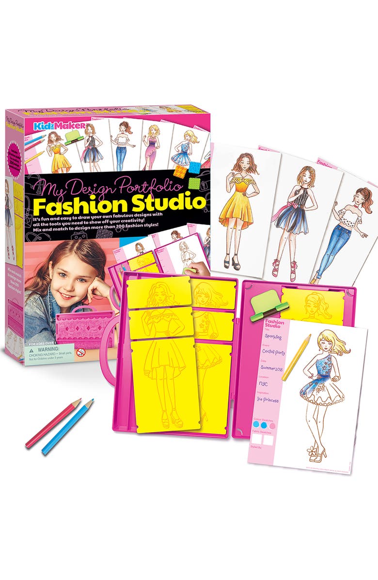 4M Kidzmaker Fashion Studio Design & Draw Outfits, Alternate, color, Multicolored