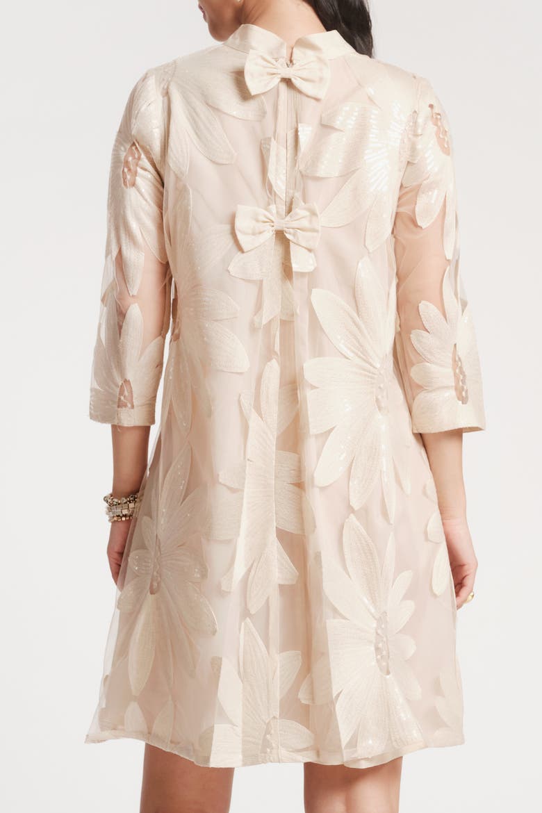 Diplomat Mini Dress Floral Sequin, Alternate, color, Oyster