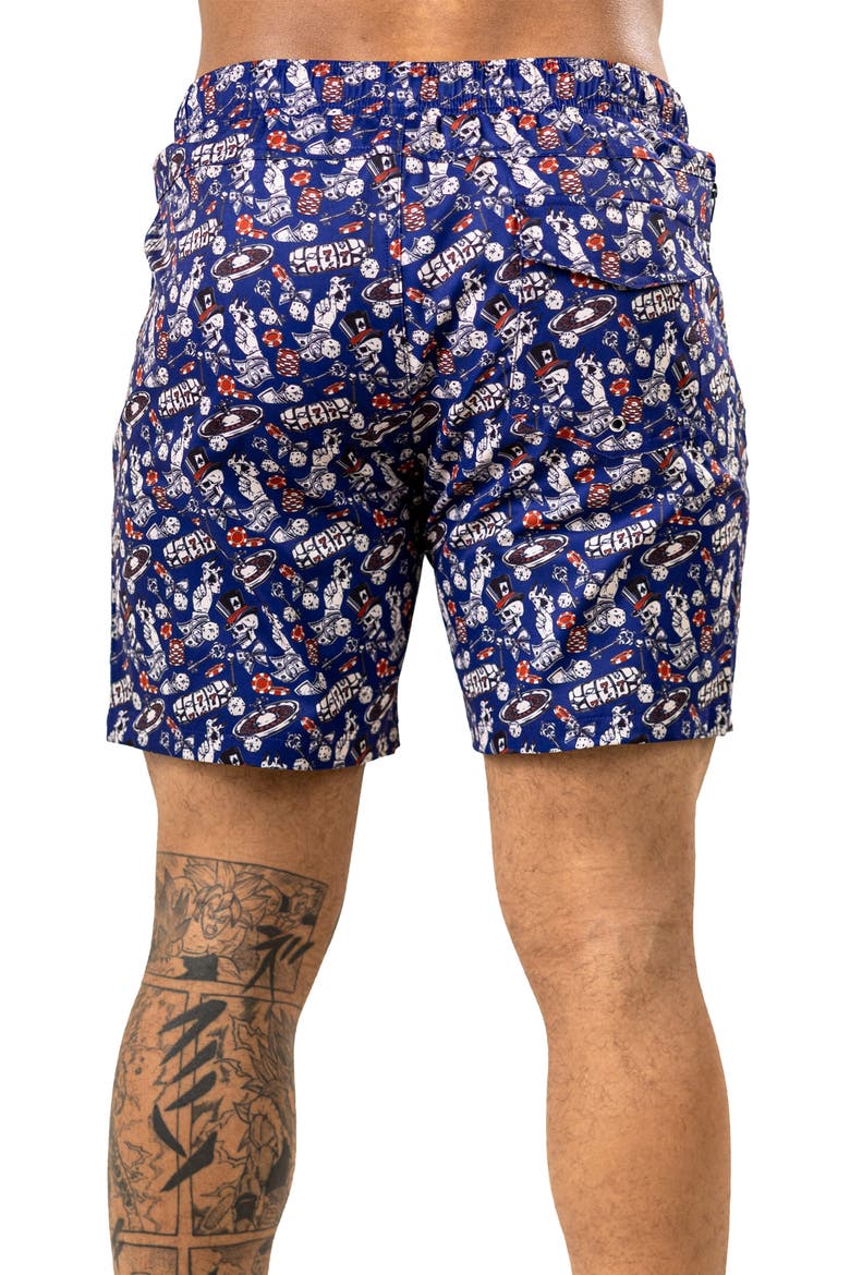 Swim Marthyr Print Swim Trunks, Alternate, color, BLACK