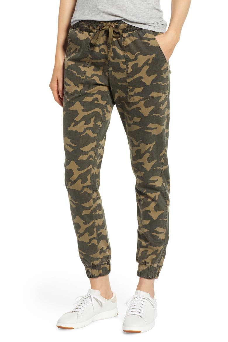 Camo Patch Pocket Jogger Stretch Cotton Pants, Main, color, KHAKI CAMO