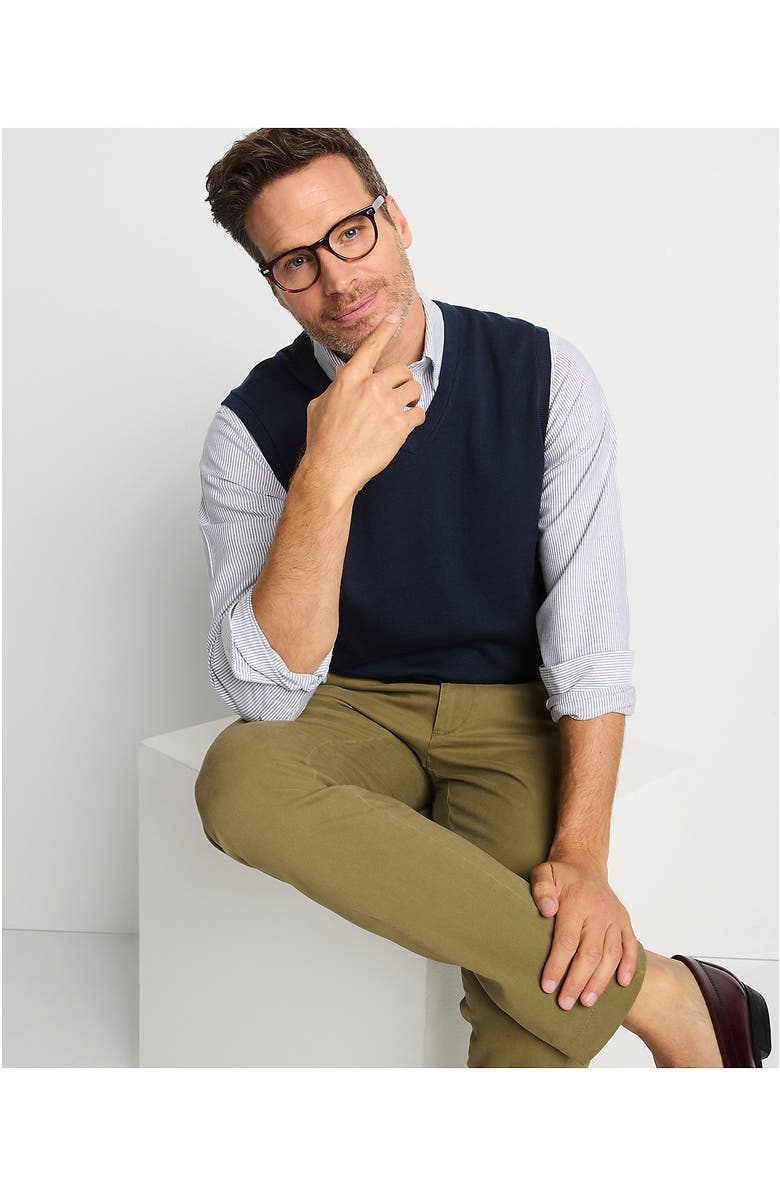 Lands' End Fine Gauge Cotton Vest, Alternate, color, Radiant Navy