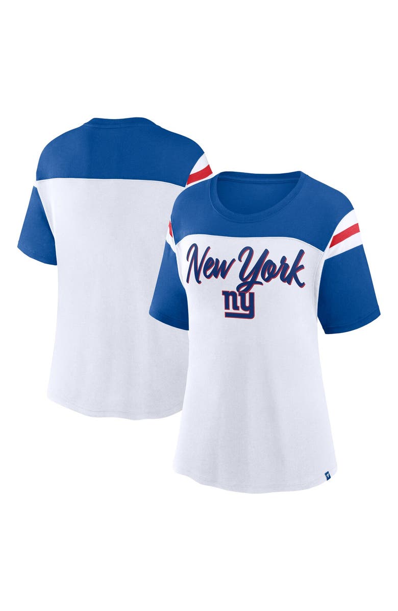 FANATICS Women's Fanatics White/Royal New York Giants Cheer Chant Fashion Crop Top, Main, color, White