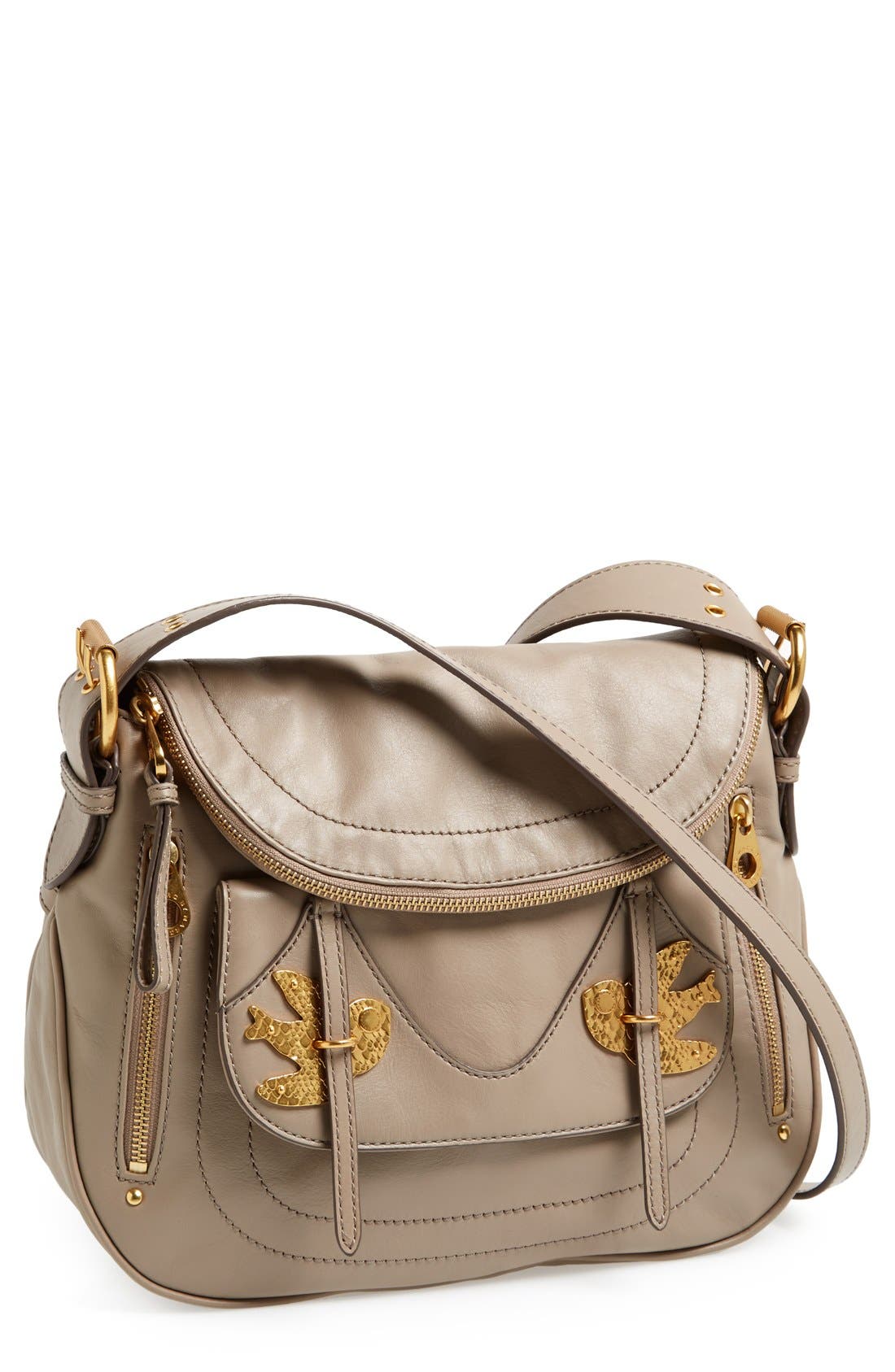 MARC BY MARC JACOBS 'Petal to the Metal - Natasha' Flap Crossbody Bag, Medium, Main, color, CEMENT