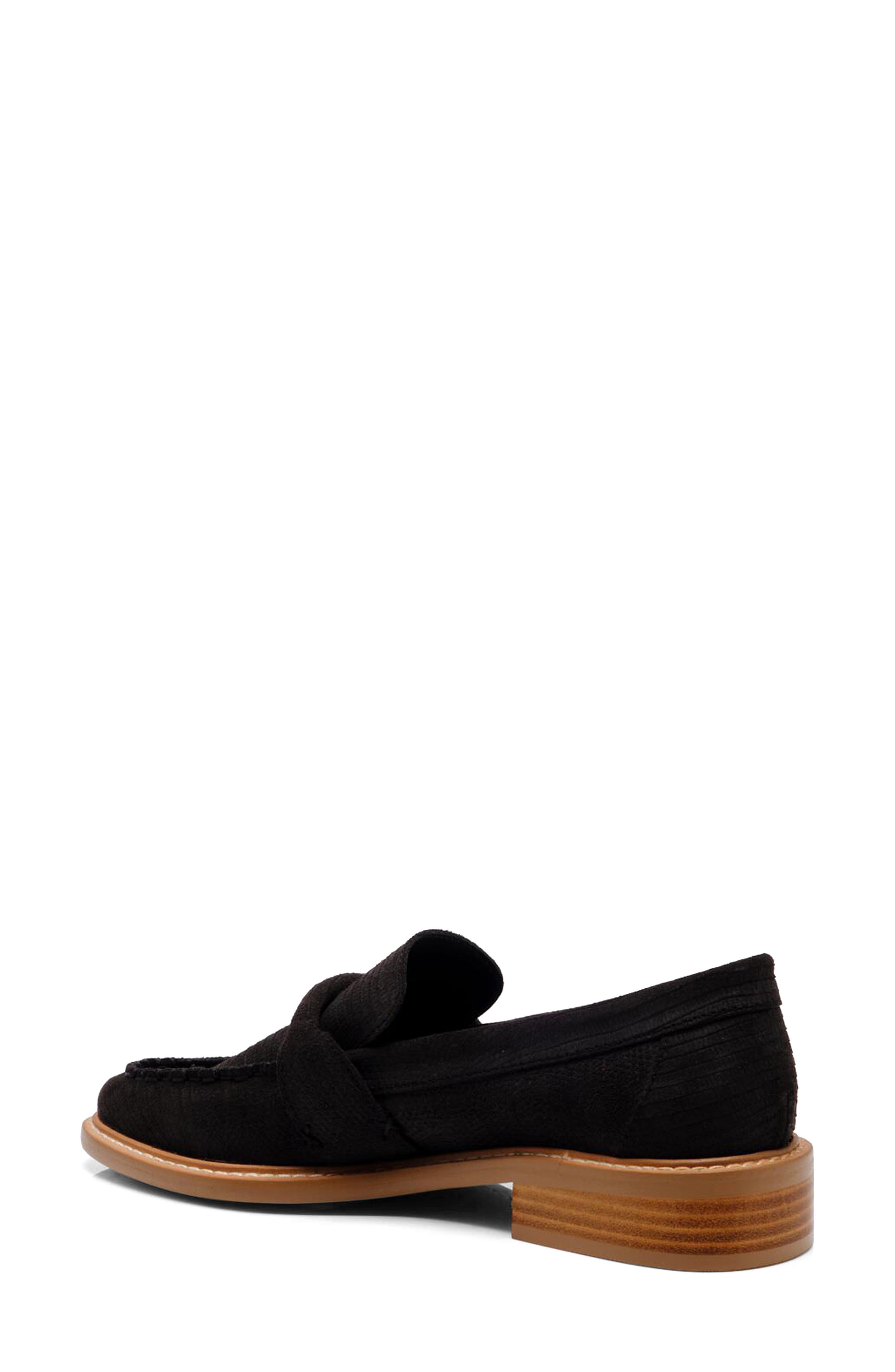 Bedford Lizard Embossed Loafer, Alternate, color, BLACK SUEDE