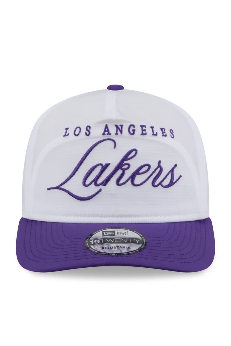 Men's New Era White/Purple Los Angeles Lakers 2025 NBA Draft On-Stage Nylon 19TWENTY Adjustable Hat, Alternate, color, White