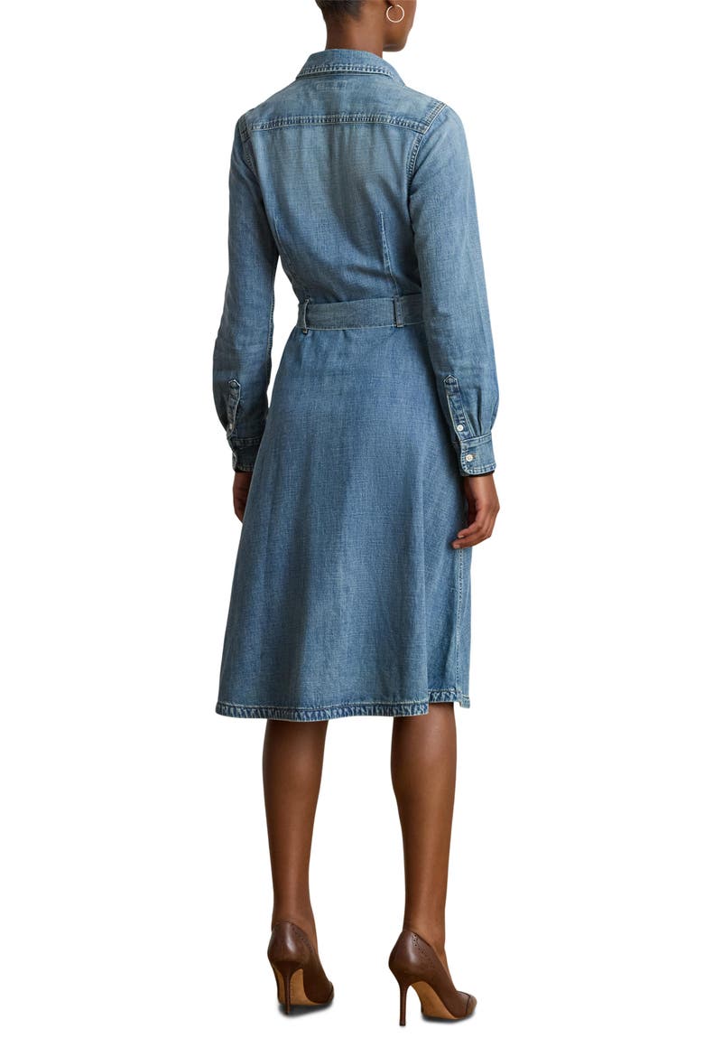 Belted Denim Shirtdress, Alternate, color, ODWIN WASH