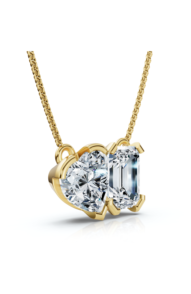 Bliss Diamond 2Ct Toi Et Moi Heart Emerald Diamond Pendant 14k Gold 18" Necklace Lab Grown, Main, color, Yellow Gold