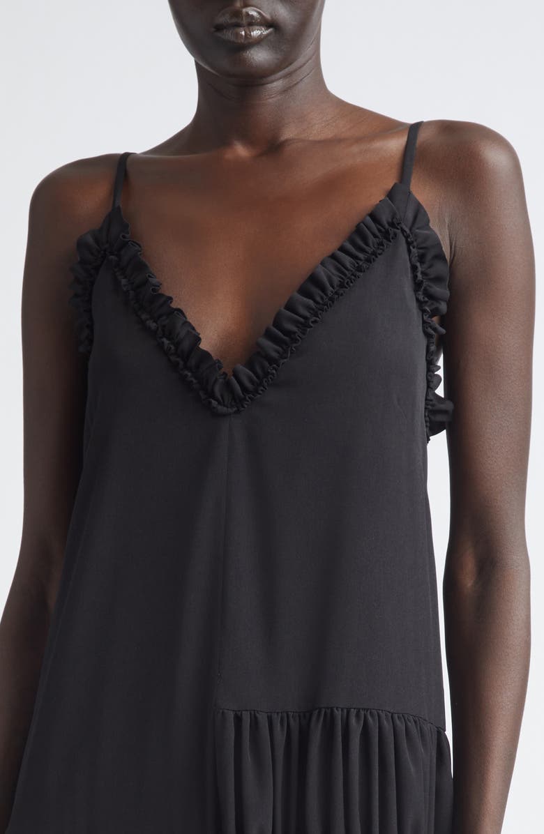 Dries Van Noten Crystal Embellished Draped Cape Dress, Alternate, color, Black
