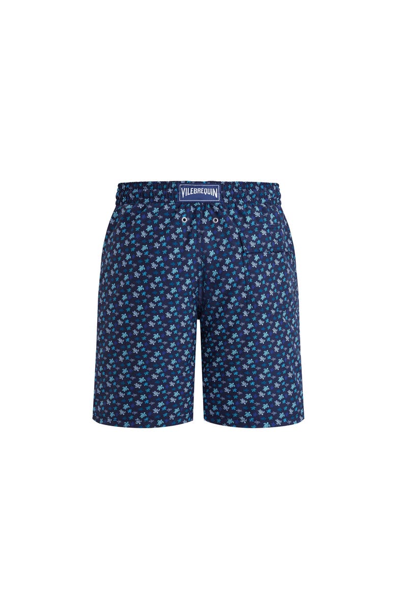 Vilebrequin Men's Micro Ronde Des Tortues Rainbow Longer Length Swim Shorts, Alternate, color, Peacock