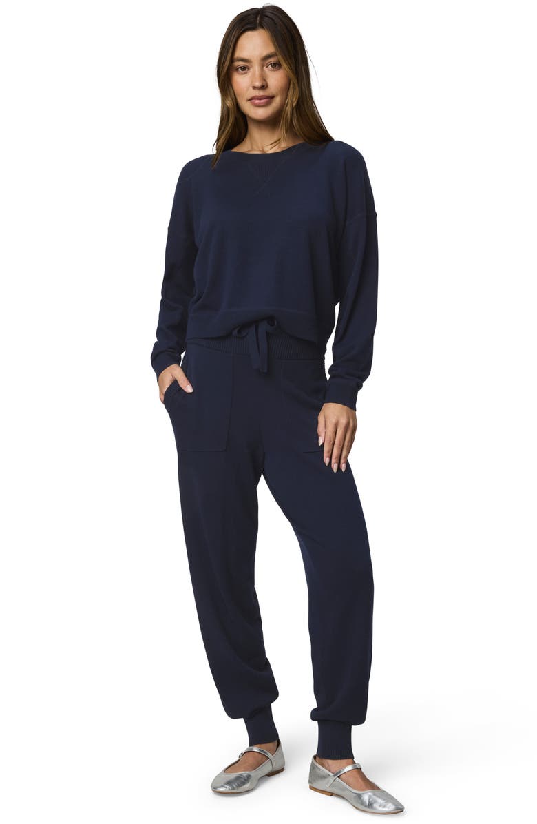 Splendid Phoebe Crewneck Cotton Blend Sweater, Alternate, color, Navy Blue