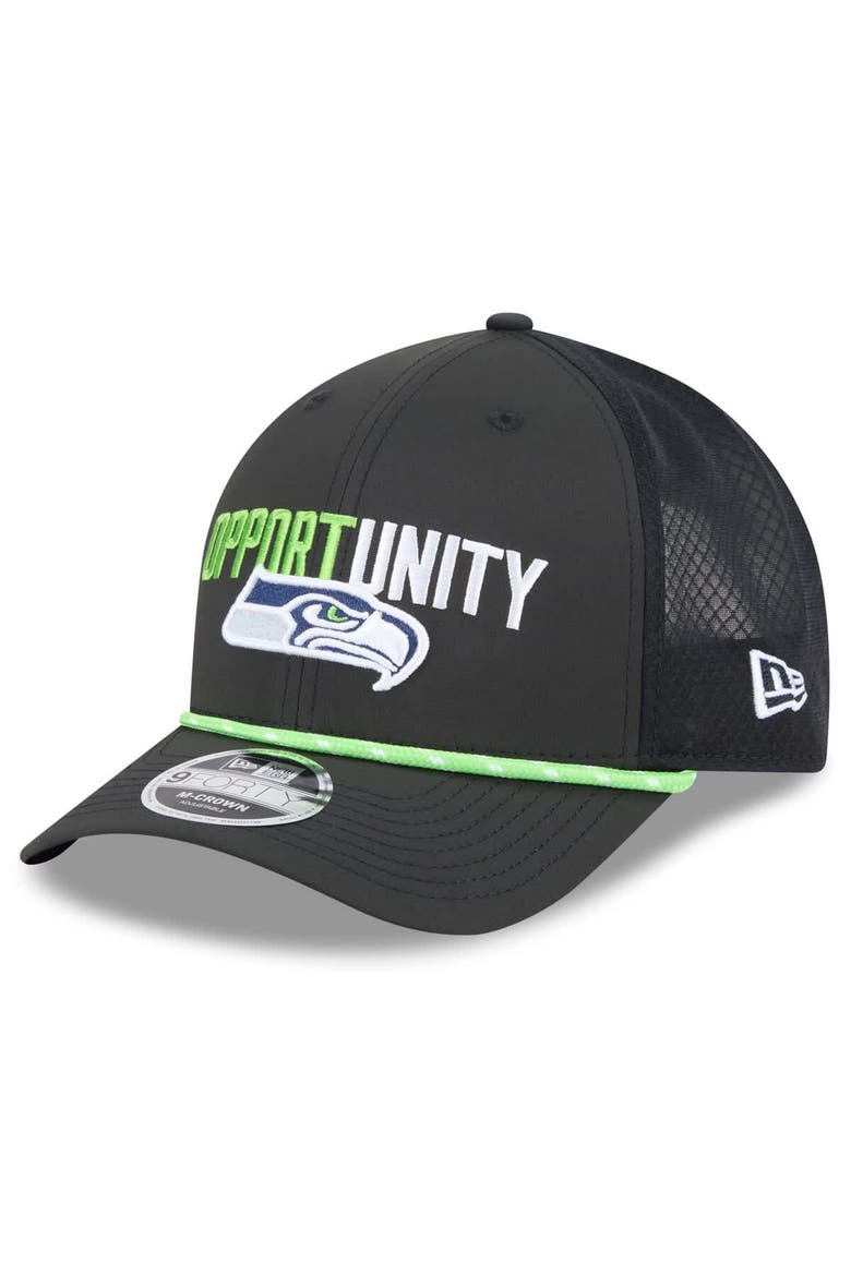 Men's New Era Black Seattle Seahawks 2025 Inspire Change 9FORTY M-Crown Adjustable Hat, Alternate, color, Black