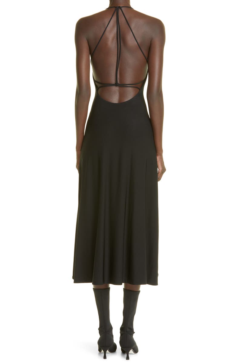 Khaite Rina Strappy Back Crepe Jersey Midi Dress, Alternate, color, 