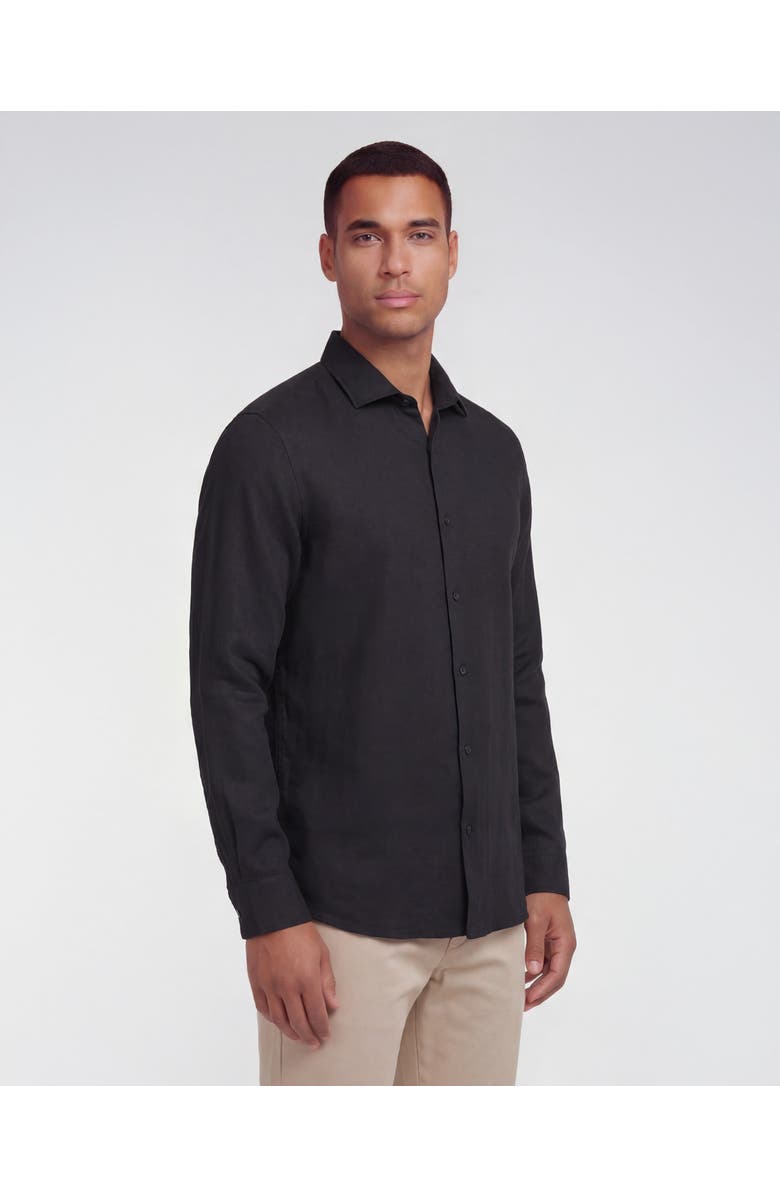 Lords of Harlech Linen Long Sleeve Shirt, Alternate, color, Black