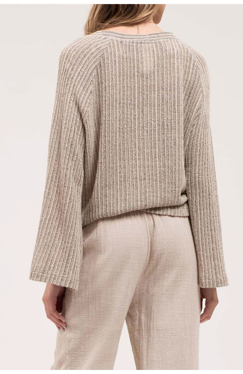 Blu Pepper Front Tie Bell Sleeve Knit Top, Alternate, color,