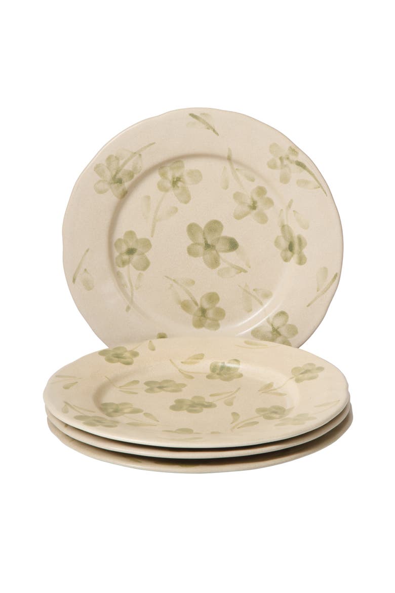 Porto Petals 10.8 Inch Dinner Plates Set of 4, Main, color, Green Orchid