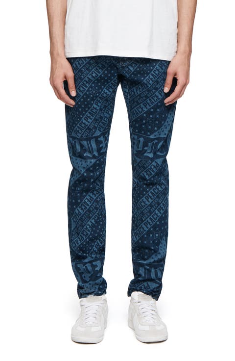 Laser Flag Skinny Stretch Jeans (Mid Indigo)