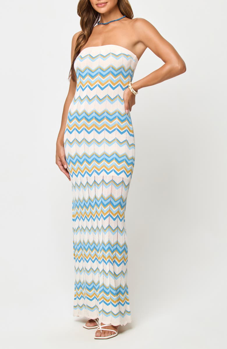 LSPACE Hallie Strapless Maxi Cover-Up Dress, Alternate, color, Gold Coast