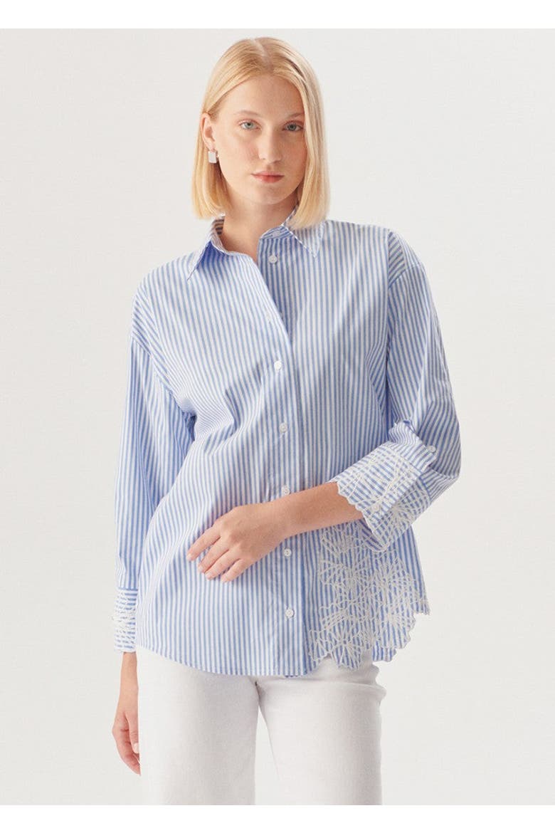 Eden Long Sleeve Shirt, Alternate, color, Blue and White