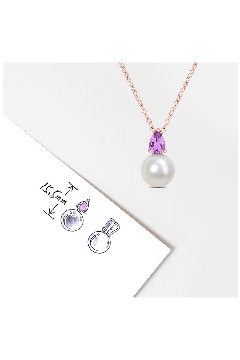 Amethyst & Freshwater Pearl Pendant Necklace, Alternate, color, PURPLE