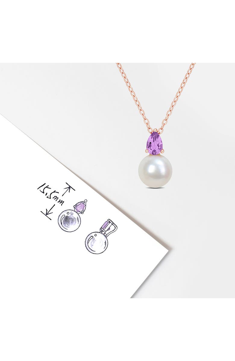 DELMAR Amethyst & Freshwater Pearl Pendant Necklace, Alternate, color, Purple