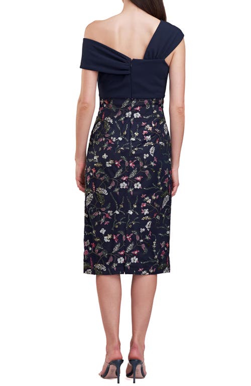 Js Collections Jeanne Sequin Embellished Asymmetric Cocktail Dress In Deep Navy