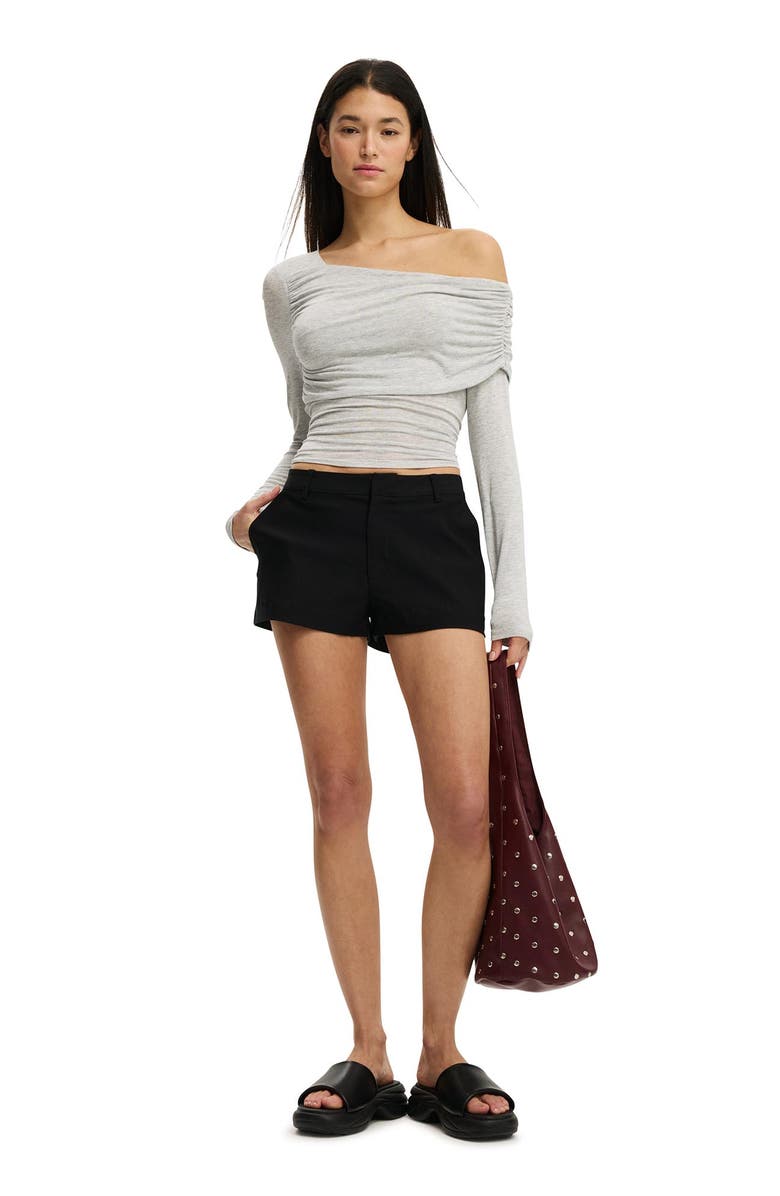 Cotton On Women's One Shoulder Base Layer Long Sleeve, Alternate, color, Grey Marle