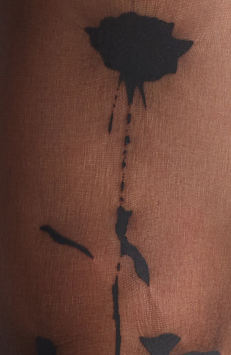 HIGH HEEL JUNGLE Rose Tattoo Sheer Tights, Alternate, color, Black