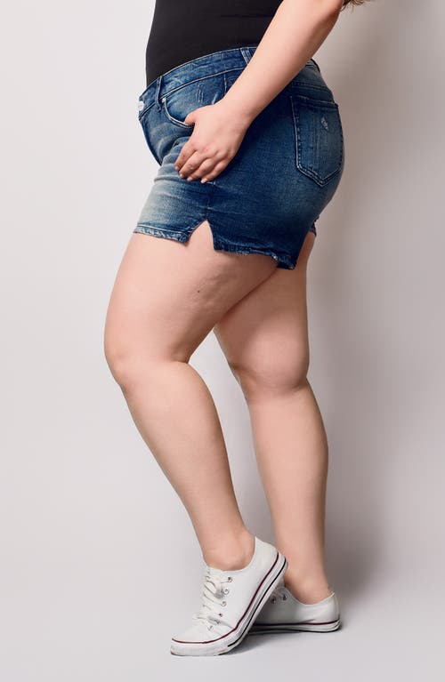 Slink Jeans Side Vent Denim Shorts In Blue