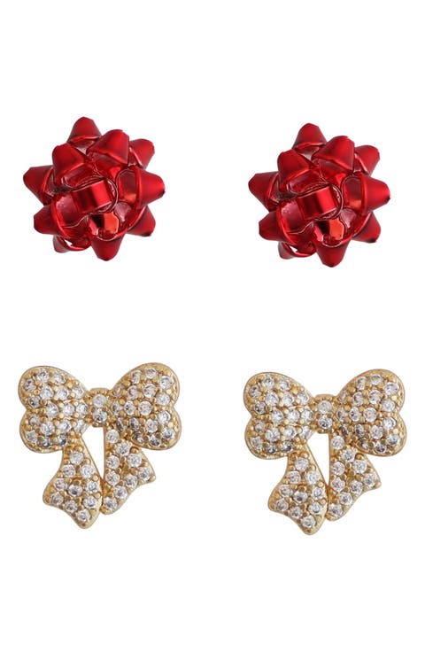 Set of 2 Bow Stud Earrings