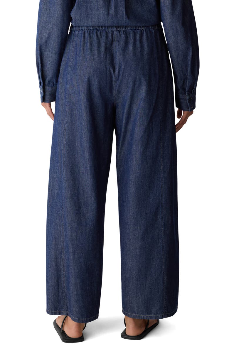 Eileen Fisher High Waist Ankle Wide Leg Organic Cotton Denim Pants, Alternate, color, Dark Indigo