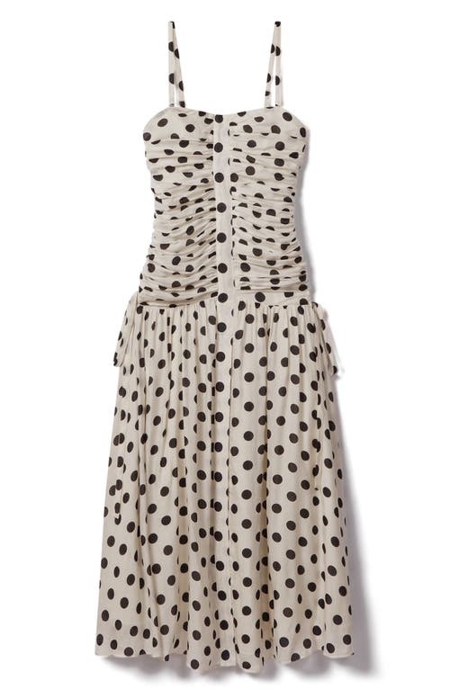 Reiss Rue Polka-dot Woven Maxi Dress In Stone/black