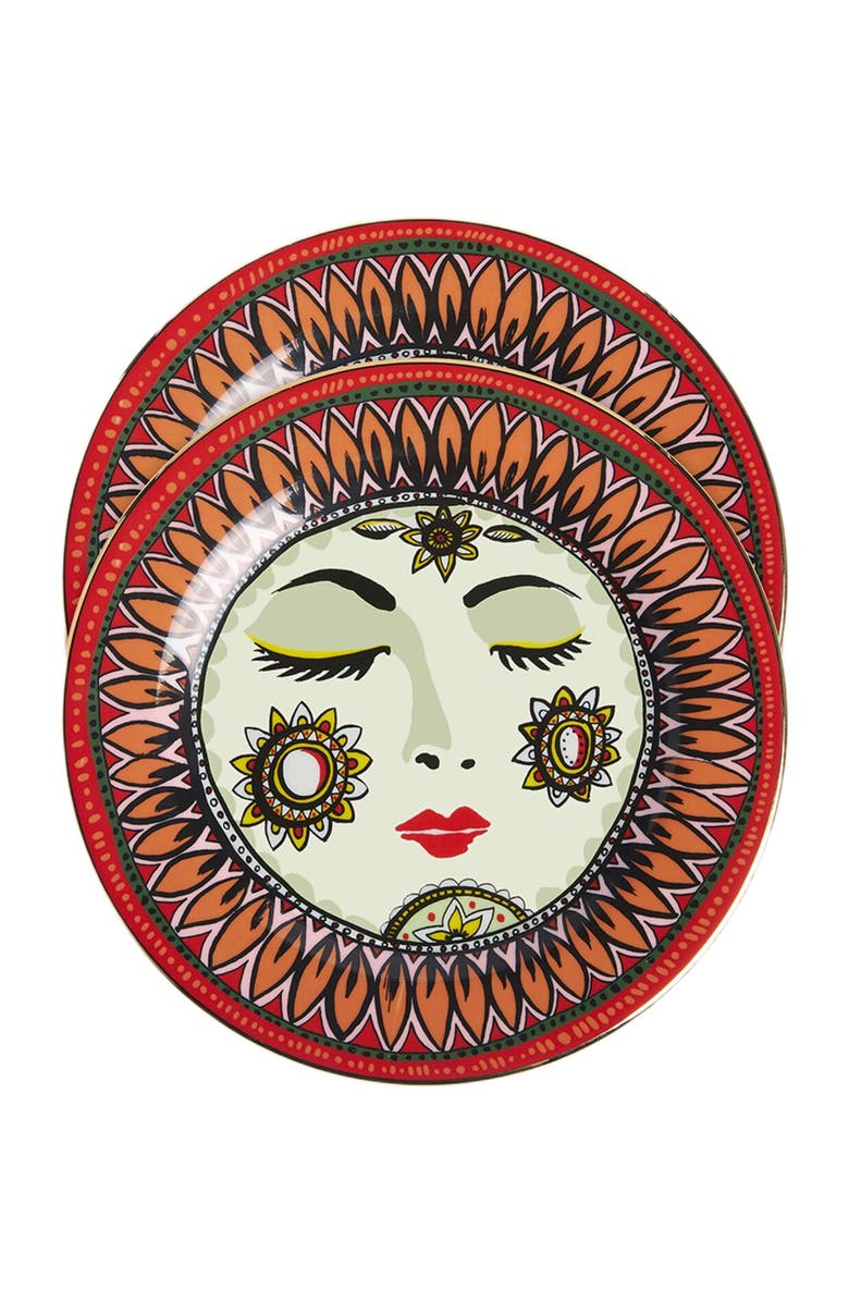 La DoubleJ Dessert Plates Set Of 2 Sleeping Mother Orange, Main, color, Sleeping Mother Orange