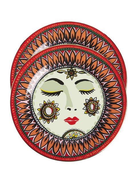 Dessert Plates Set Of 2 Sleeping Mother Orange