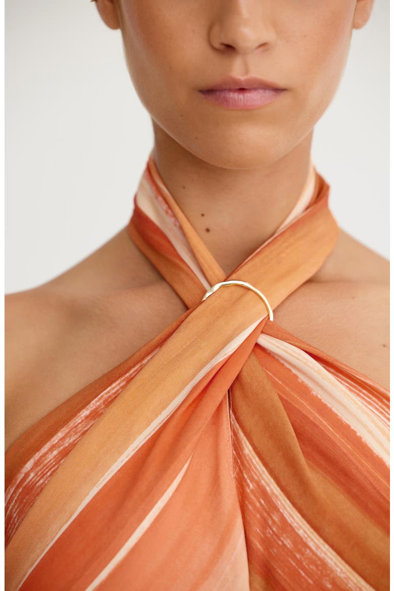 Patrice Chevron Stripe Halter Neck Maxi Dress, Alternate, color, SHERBET STRIPE