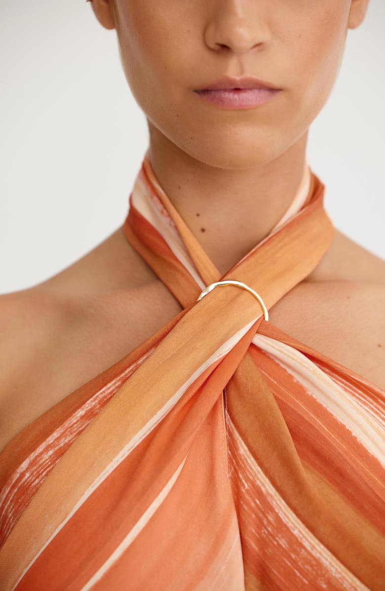 Significant Other Patrice Chevron Stripe Halter Neck Maxi Dress, Alternate, color, Sherbet Stripe